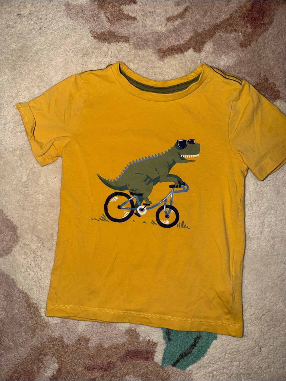 Tommy Bahama Yellow Tee with Green Dino on Bike